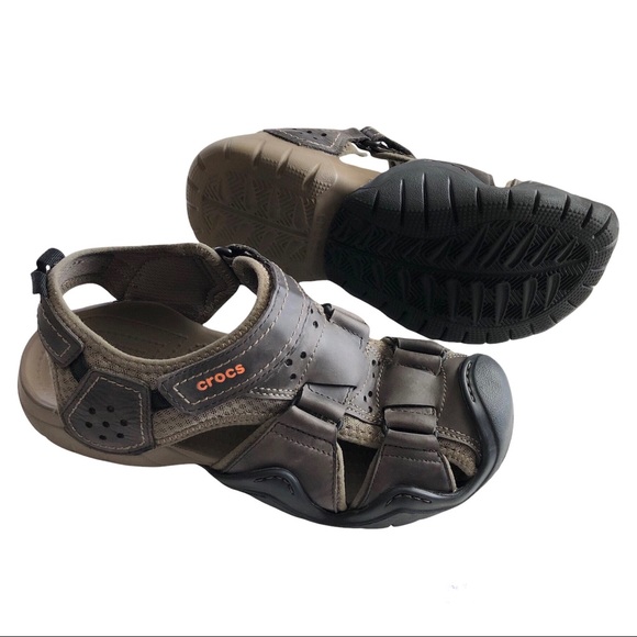 Crocs Mens Swiftwater Leather Fisherman 